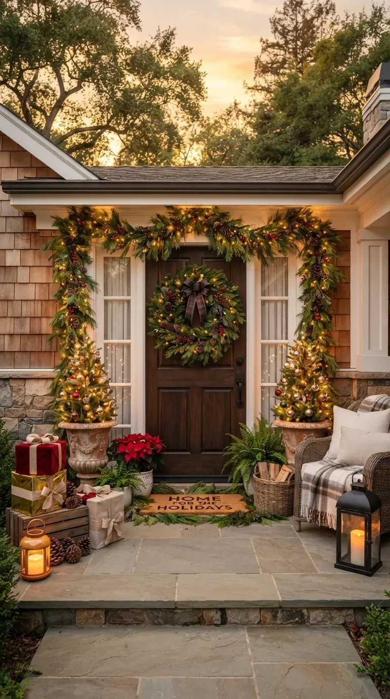Charming miniature Christmas village with glowing houses trees snow and festive decorations.