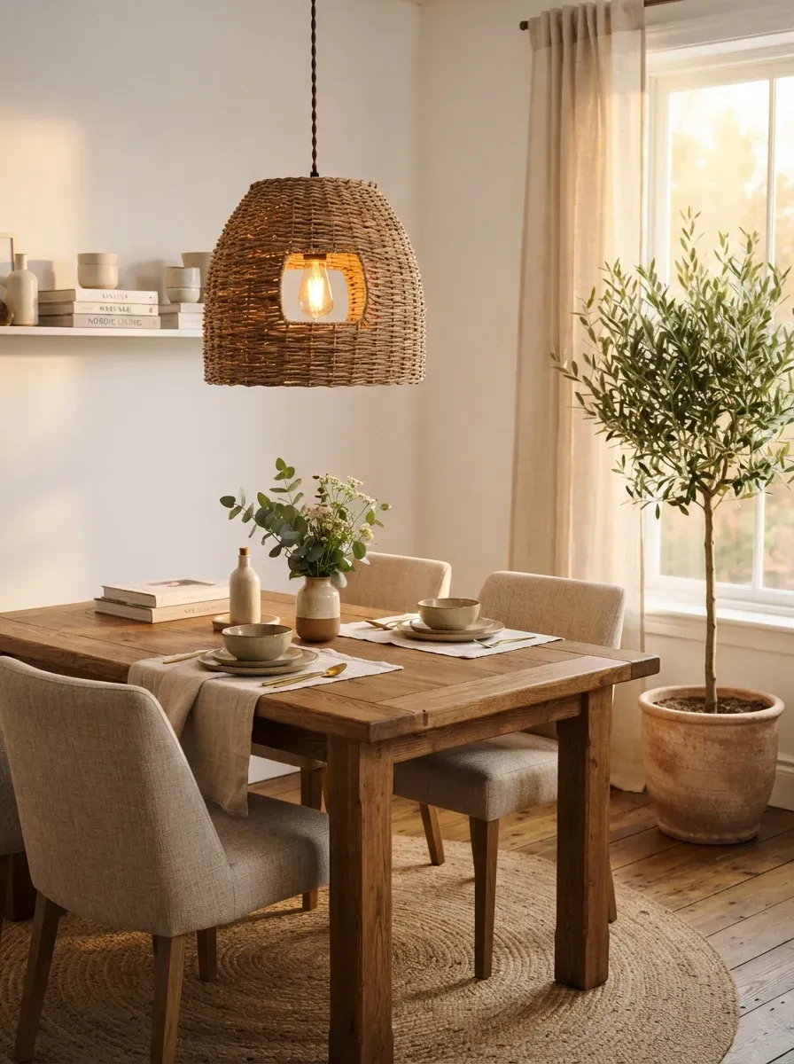 Beautiful woven basket transformed into a warm handmade pendant lampshade.